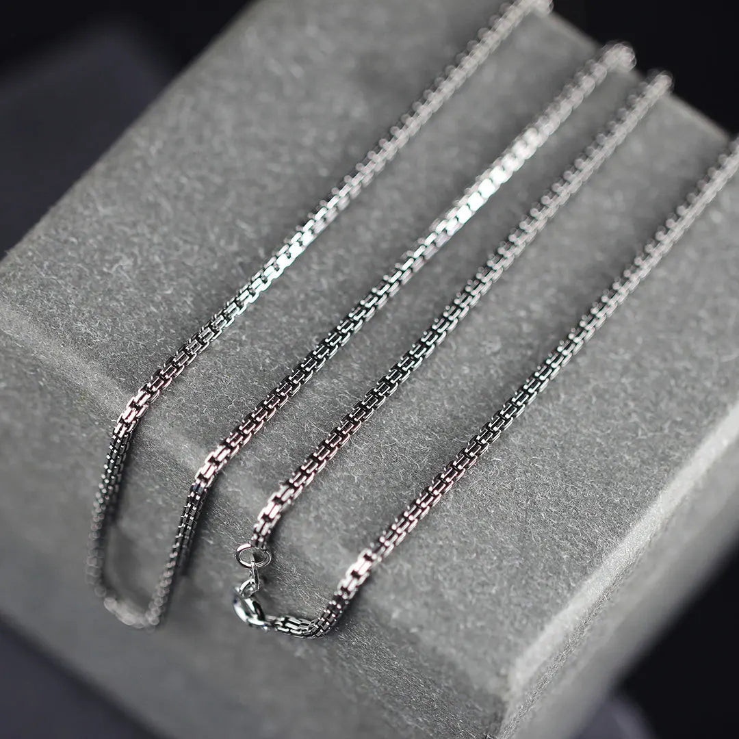 ORNA 925 Sterling Silver Double Box Chain Necklace
