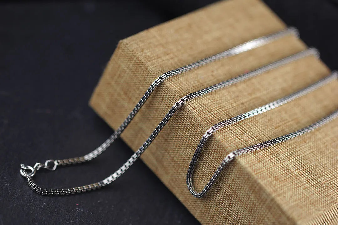ORNA 925 Sterling Silver Double Box Chain Necklace
