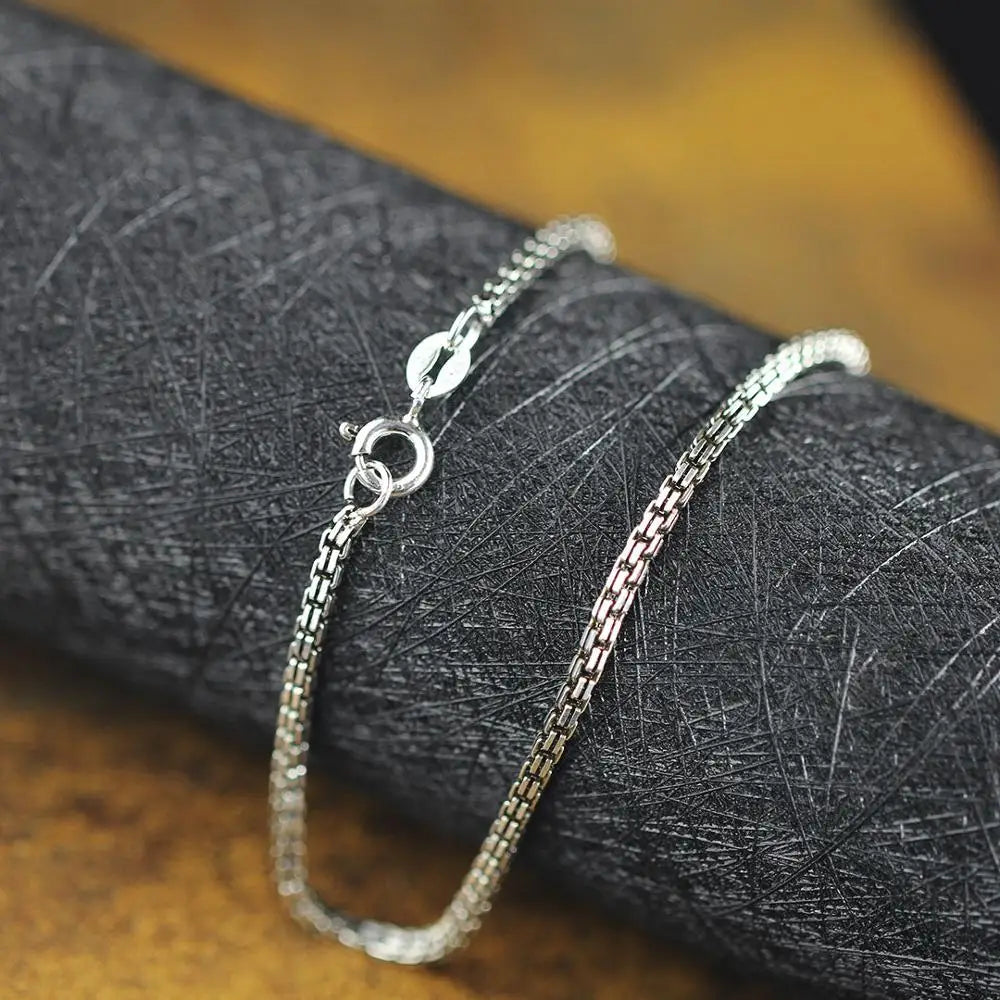 ORNA 925 Sterling Silver Double Box Chain Necklace