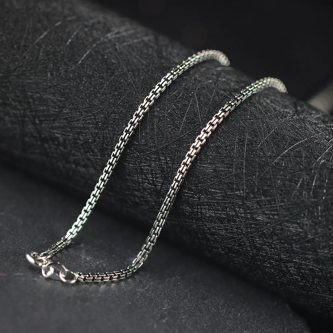 ORNA 925 Sterling Silver Double Box Chain Necklace