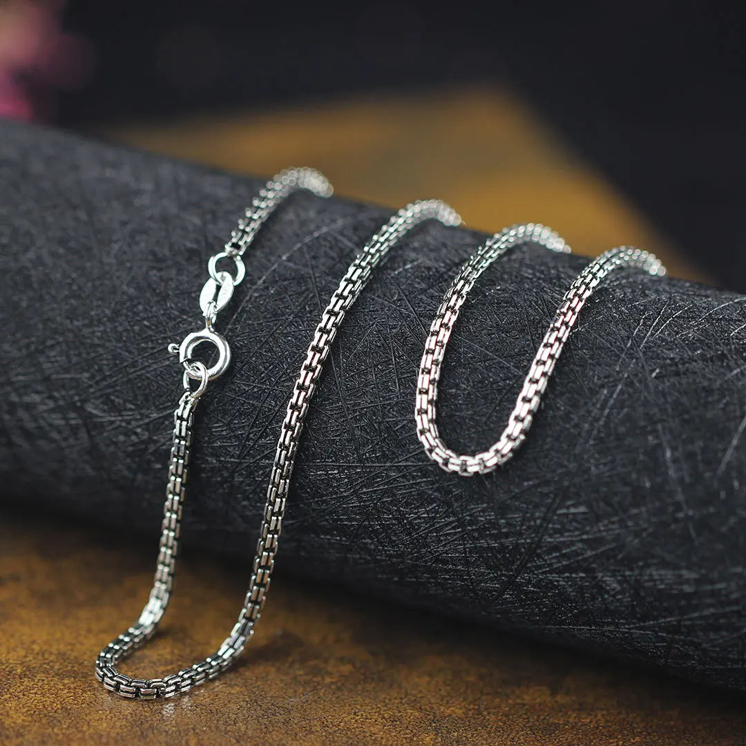 ORNA 925 Sterling Silver Double Box Chain Necklace