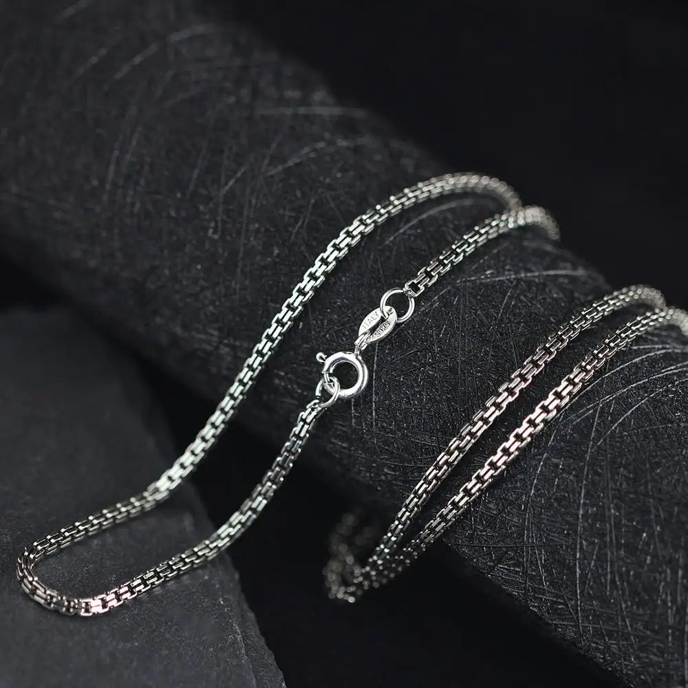 ORNA 925 Sterling Silver Double Box Chain Necklace