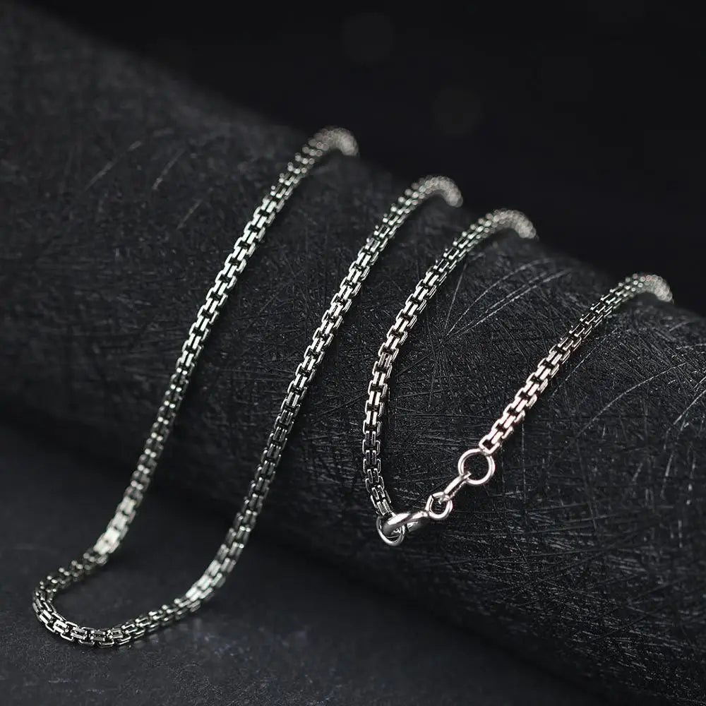 ORNA 925 Sterling Silver Double Box Chain Necklace