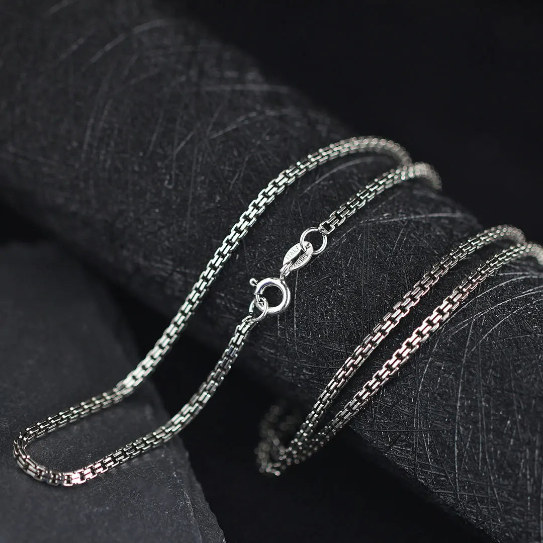 ORNA 925 Sterling Silver Double Box Chain Necklace