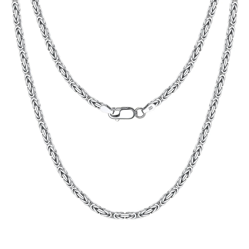 ORNA 925 Sterling Silver Byzantine Link Chain Necklace