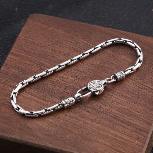 ORNA 925 Sterling Silver Bamboo Chain Bracelet