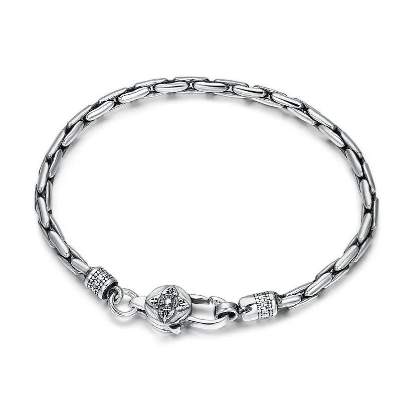 ORNA 925 Sterling Silver Bamboo Chain Bracelet