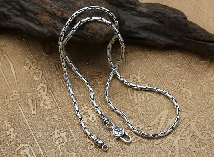 ORNA 925 Sterling Silver Bamboo Chain Necklace