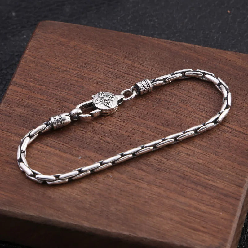 ORNA 925 Sterling Silver Bamboo Chain Bracelet