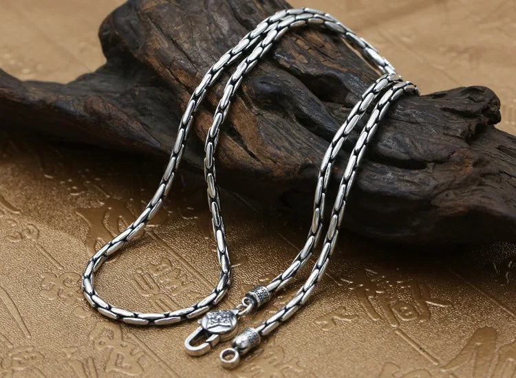 ORNA 925 Sterling Silver Bamboo Chain Necklace