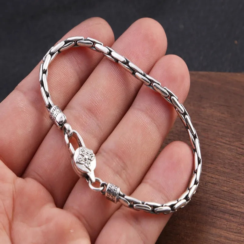 ORNA 925 Sterling Silver Bamboo Chain Bracelet