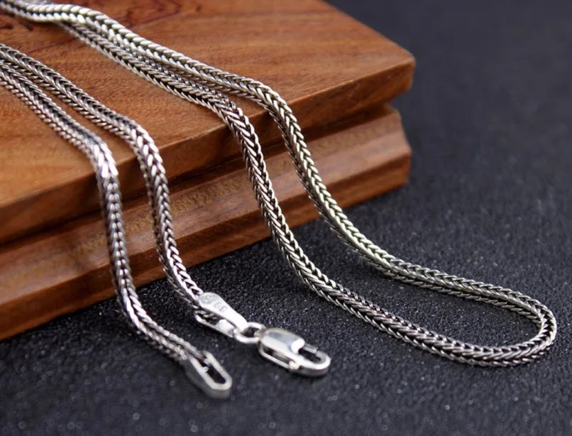 ORNA 925 Sterling Silver Fox Tail Chain Necklace