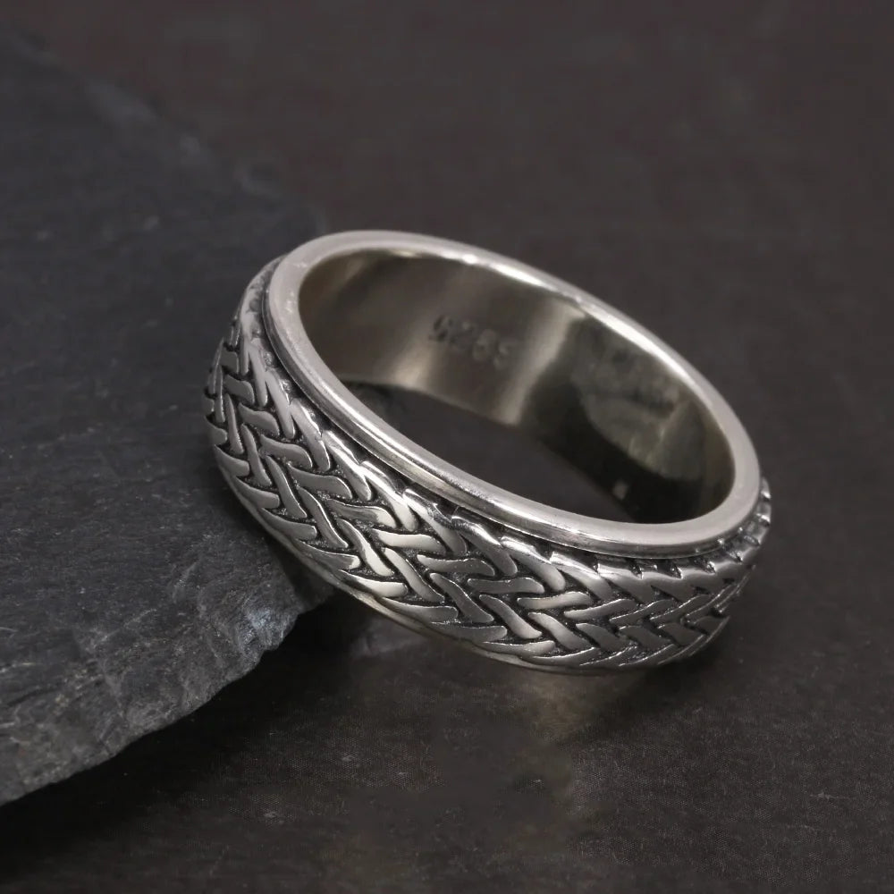 ORNA 925 Sterling Silver Rotatable Hemp Ring