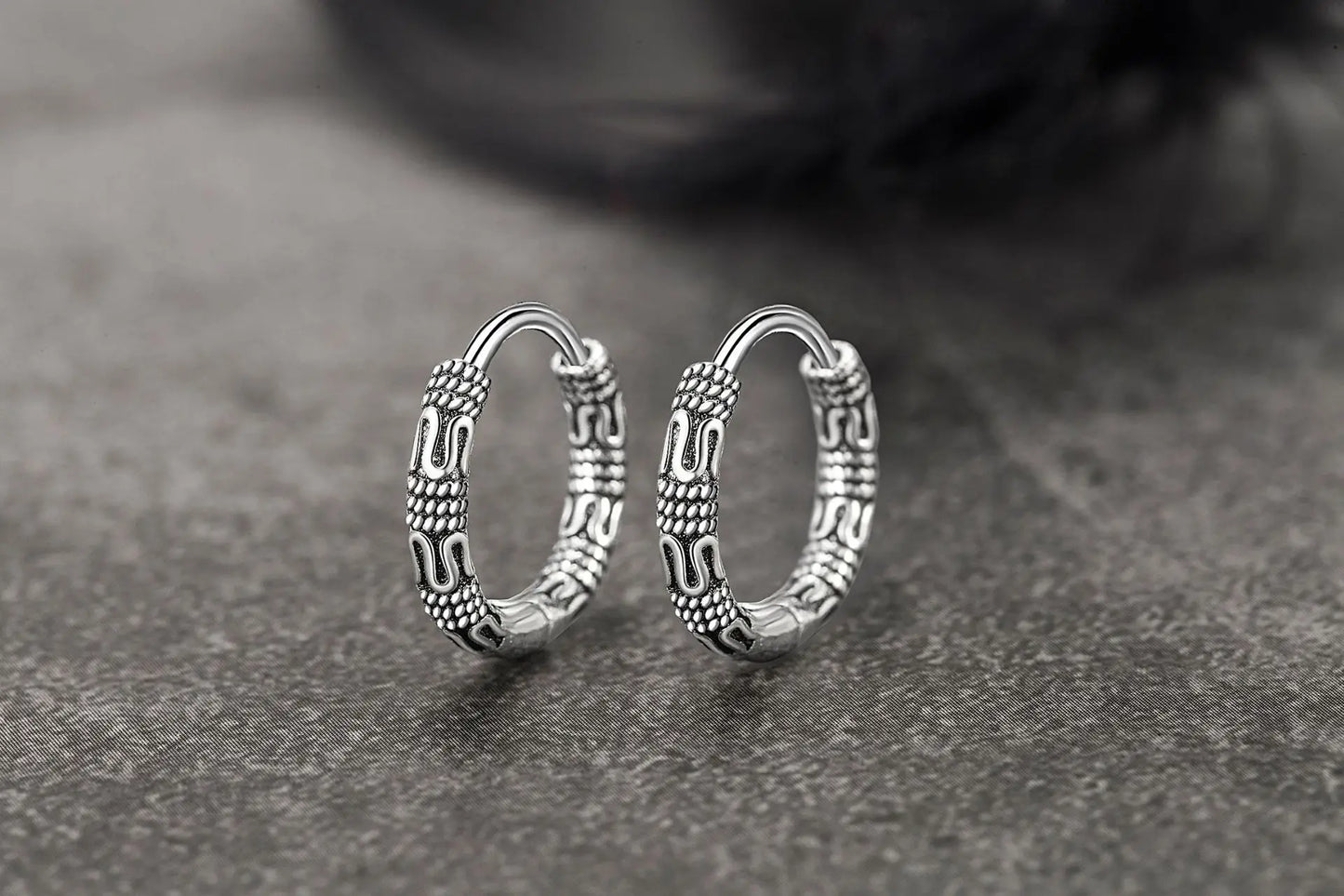 ORNA 925 Sterling Silver Nordic Hoop Earrings