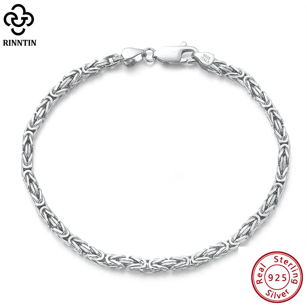 ORNA 925 Sterling Silver Byzantine Chain Bracelet