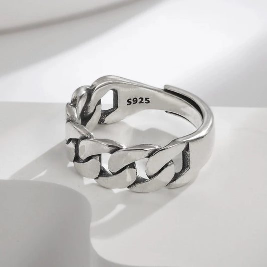 ORNA Resizable 925 Sterling Silver Cuban Chain Ring