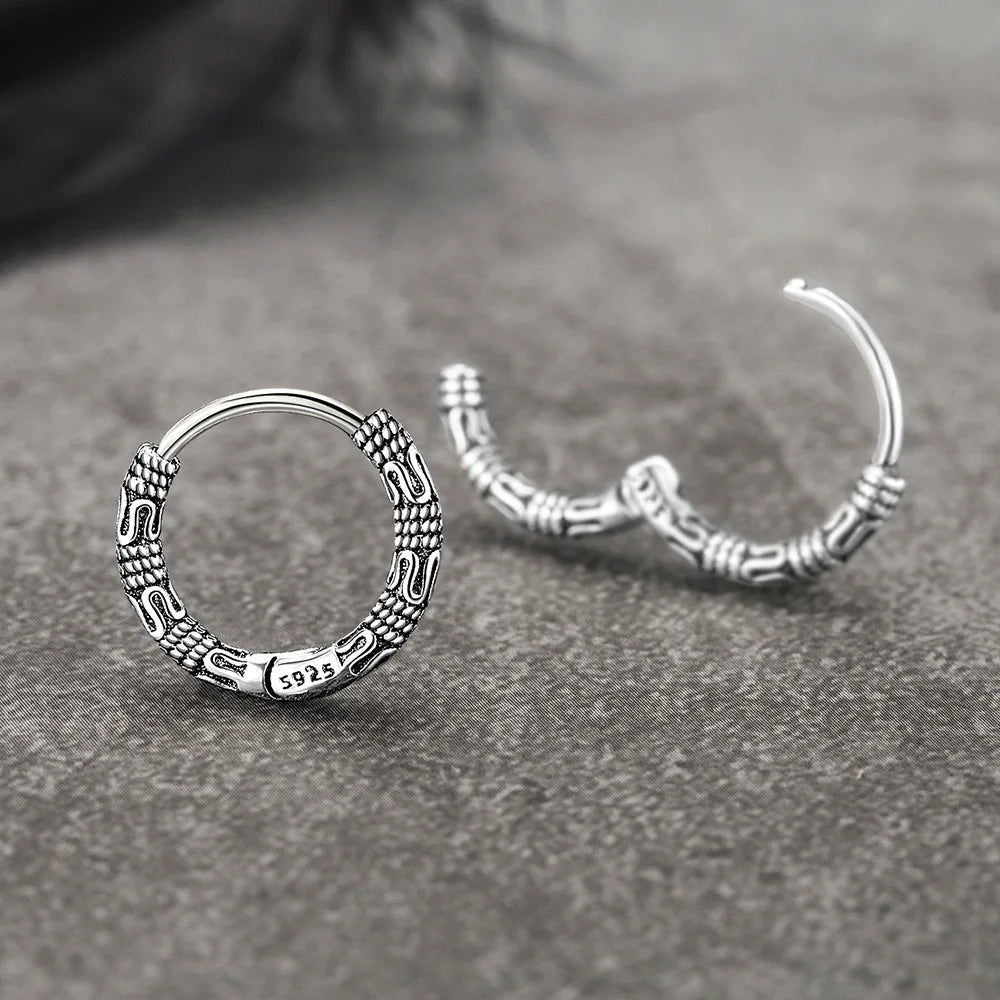 ORNA 925 Sterling Silver Nordic Hoop Earrings