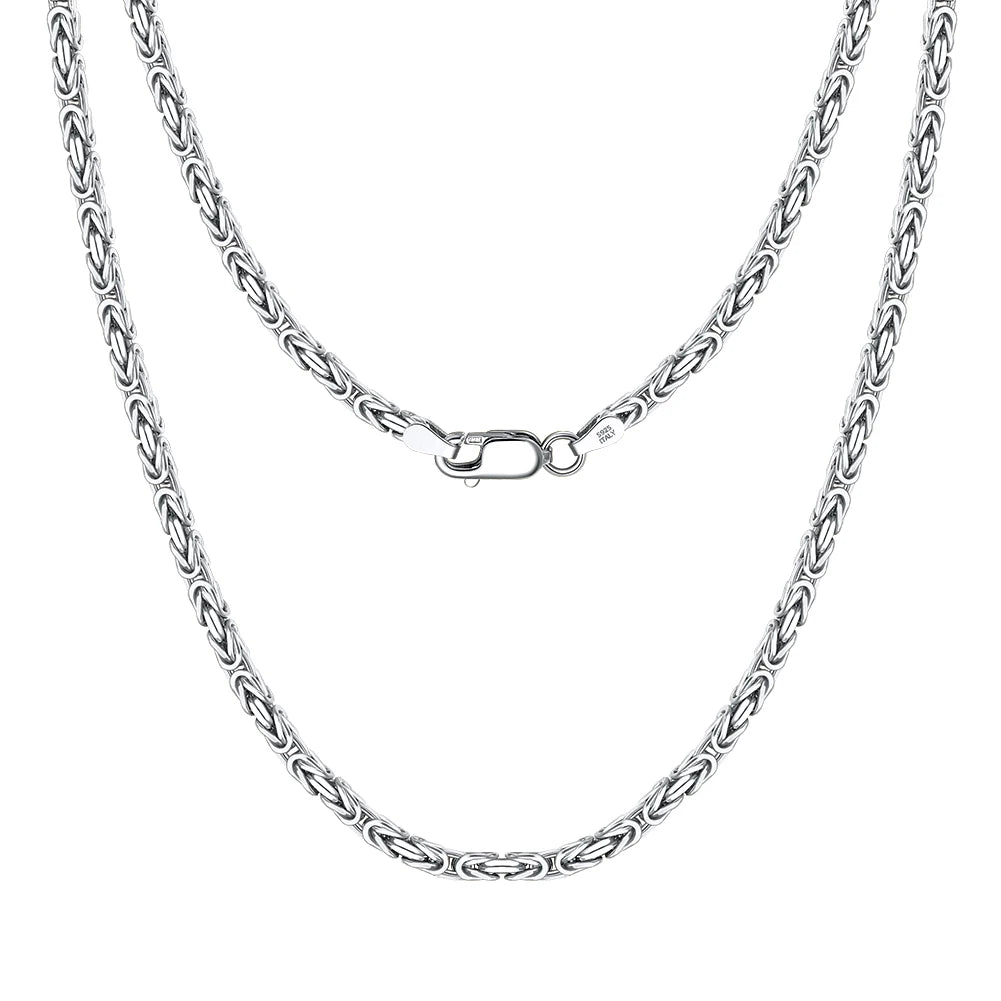 ORNA 925 Sterling Silver Byzantine Link Chain Necklace