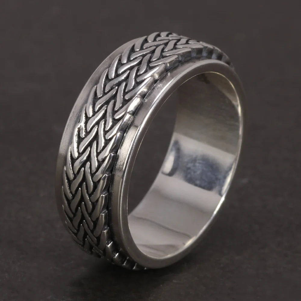 ORNA 925 Sterling Silver Rotatable Hemp Ring