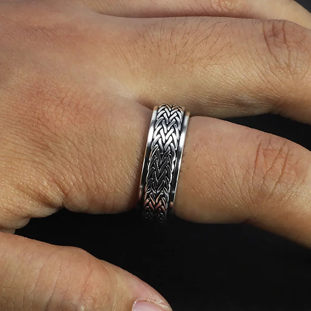 ORNA 925 Sterling Silver Rotatable Hemp Ring