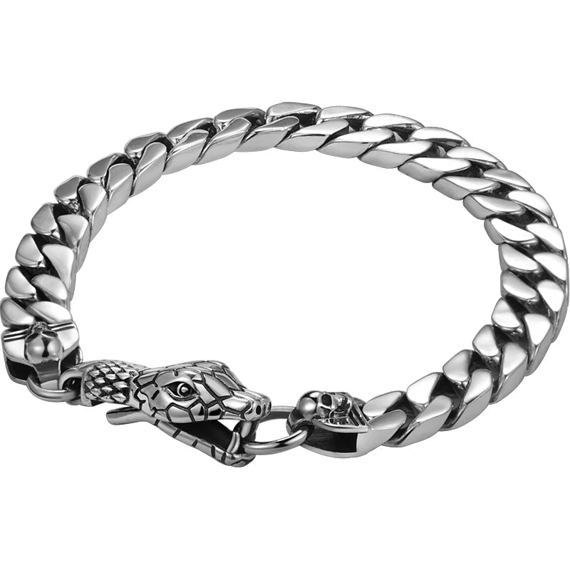 ORNA 925 Sterling Silver Cuban Chain Snake Bracelet