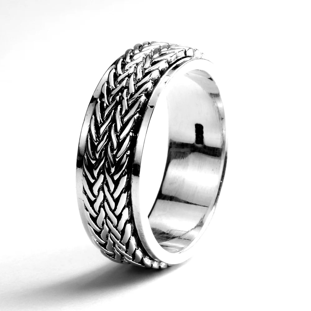 ORNA 925 Sterling Silver Rotatable Hemp Ring