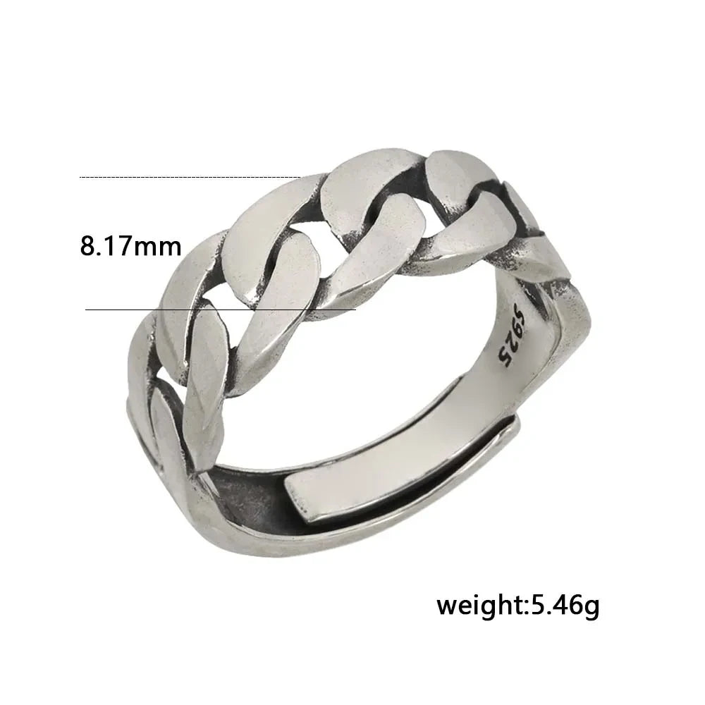 ORNA Resizable 925 Sterling Silver Cuban Chain Ring