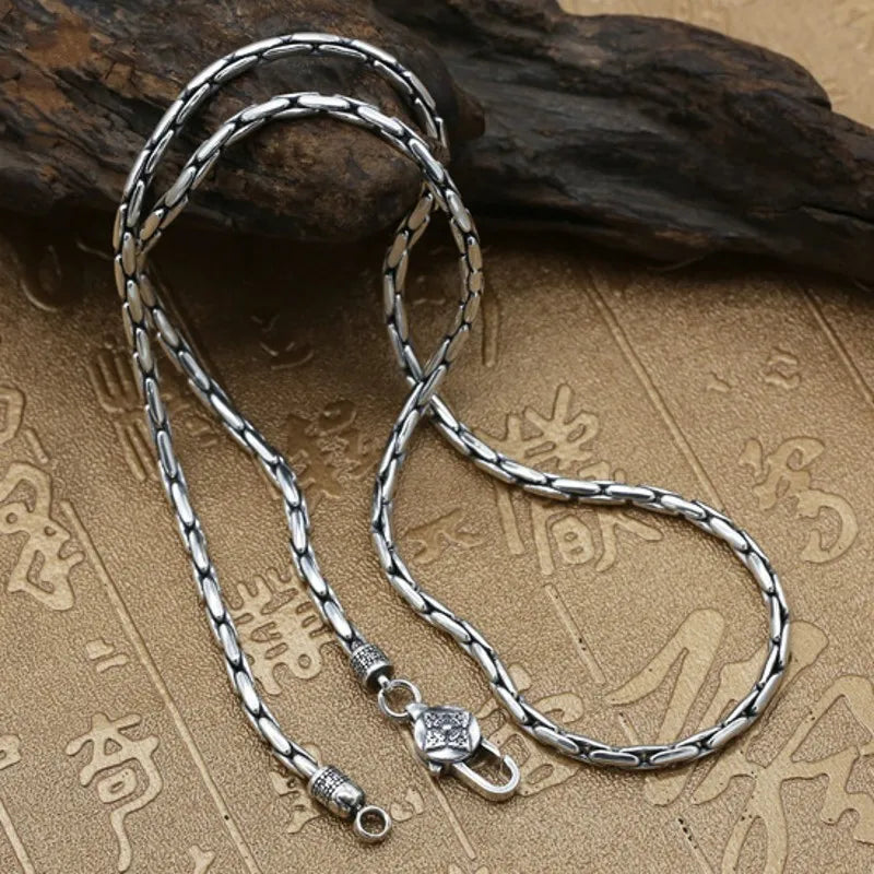 ORNA 925 Sterling Silver Bamboo Chain Necklace