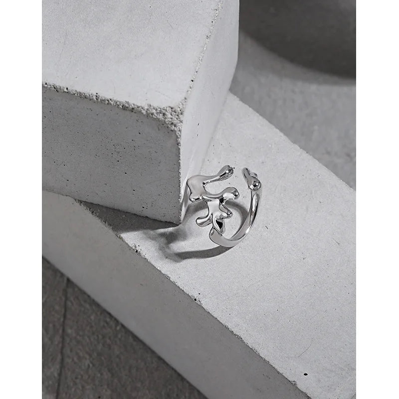 ORNA Resizable 925 Sterling Silver Irregular Design Ring