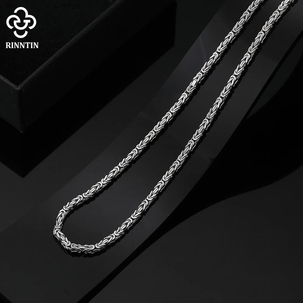 ORNA 925 Sterling Silver Byzantine Link Chain Necklace