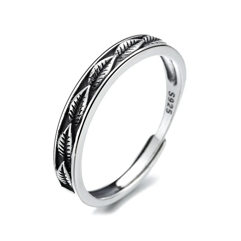 ORNA Resizable 925 Sterling Silver Leaf Ring