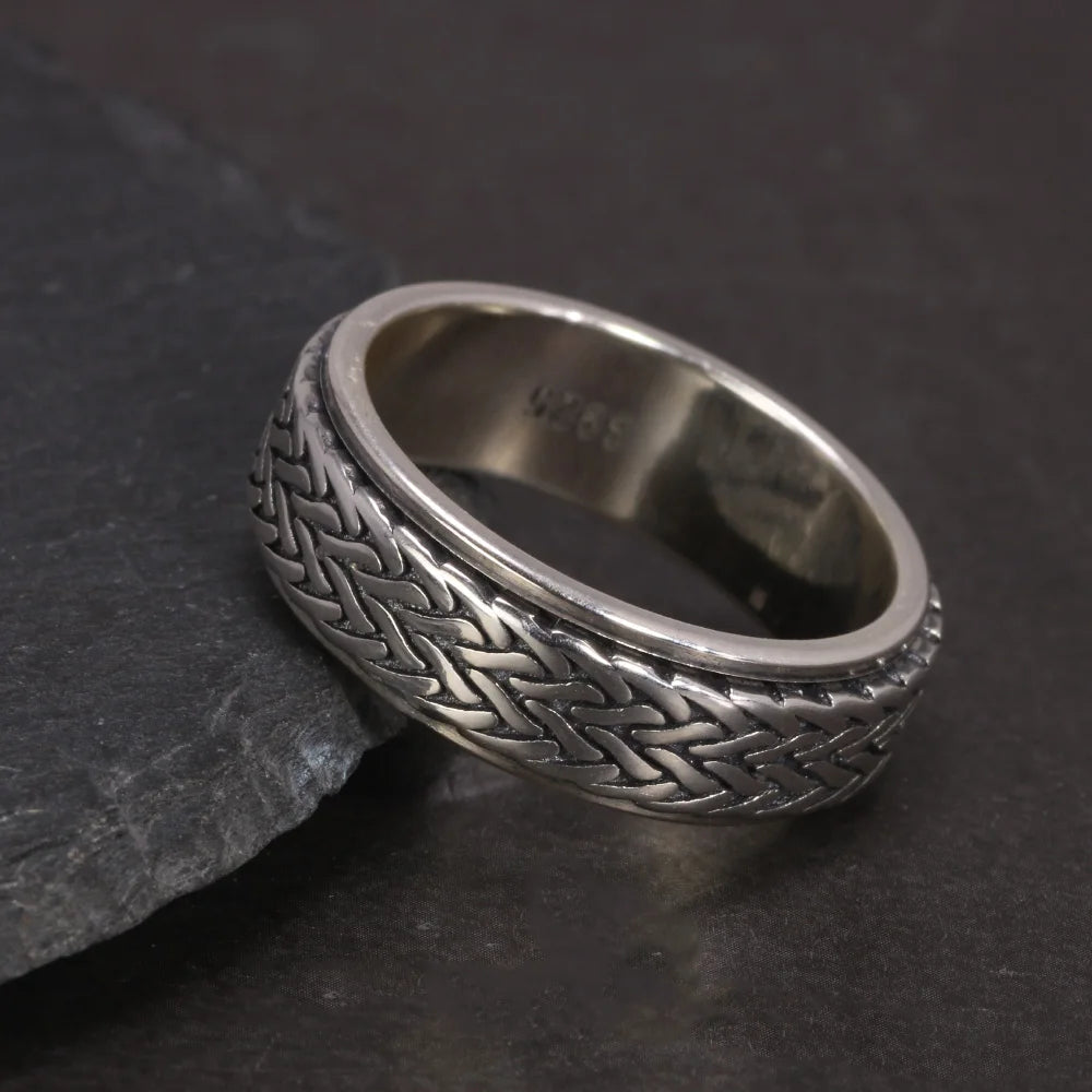 ORNA 925 Sterling Silver Rotatable Hemp Ring