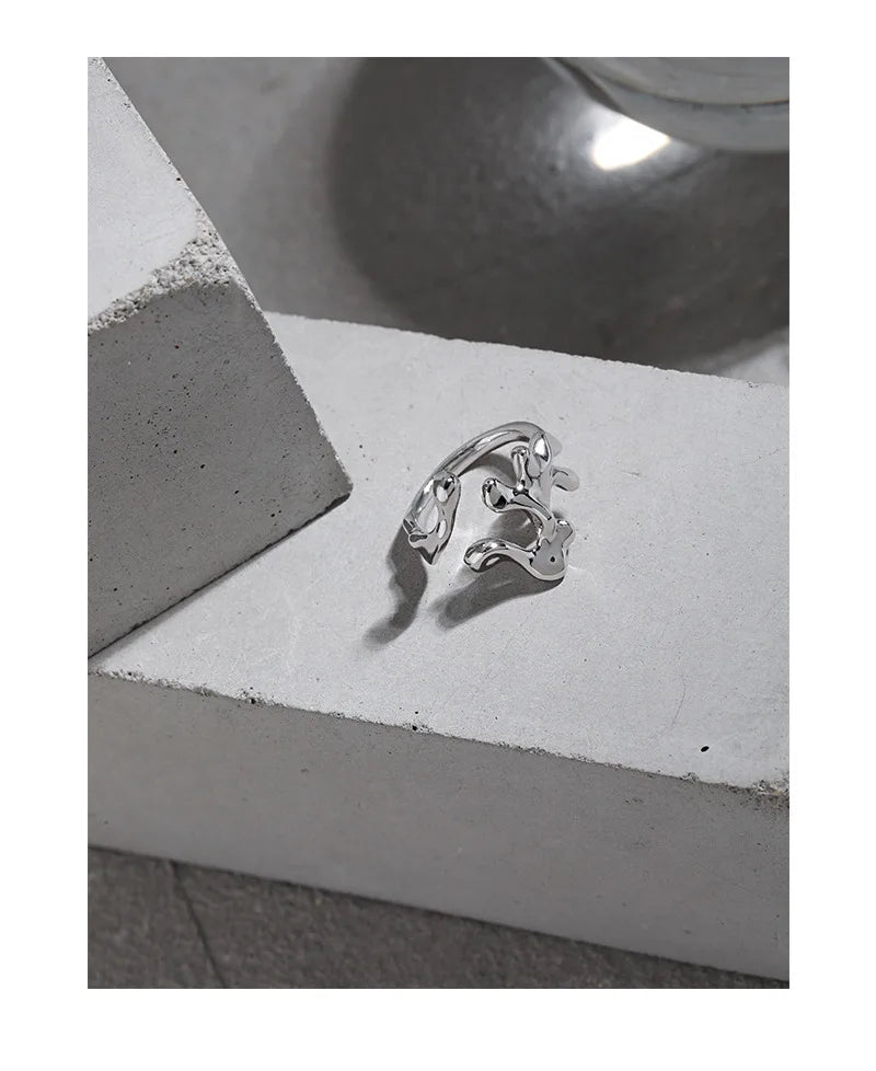 ORNA Resizable 925 Sterling Silver Irregular Design Ring